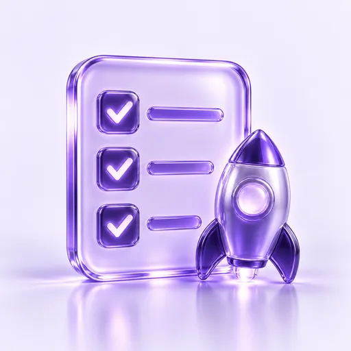 Launch Readiness Test, purple 3D illustration